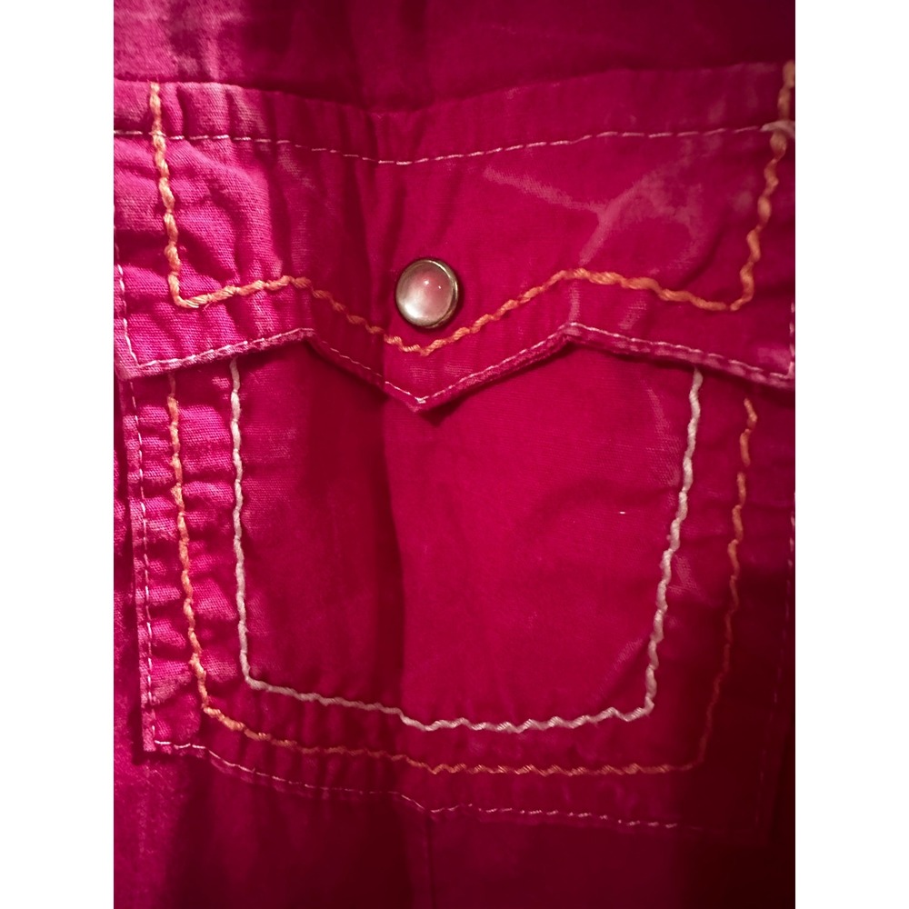 Adiktd Womens Pink Western Snap Front Shirt Cotton Plaid Trim XL - Picture 4 of 8